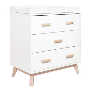 Babyletto Scoot 3-Drawer Changer Dresser with Removable Changing Tray White & Washed Natural