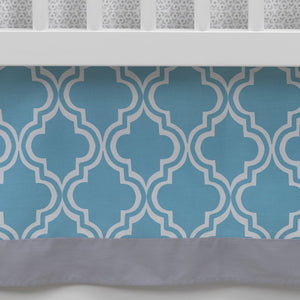 Lambs & Ivy Ryan Collection Crib Skirt - Geometric Teal Default Title