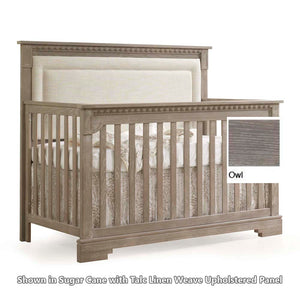 Natart Ithaca 5-in-1 Convertible Crib with Linen Weave Headboard Panel Owl Talc