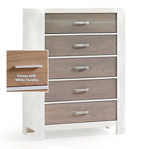 Natart Rustico Moderno 5-Drawer Dresser White with Owl Drawers