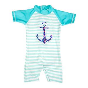 Baby Banz Short Sleeved One-Piece Girls Swimsuit - Anchor (6 Months, 8kg) Default Title