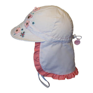 Calikids Legionnaire Girls Flap Hat (UV 50+) - White Flowers (XS) Default Title