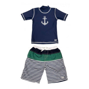 Baby Banz Short Sleeved Two-Piece Boys Swimsuit - Anchor (18 Months, 12kg) Default Title