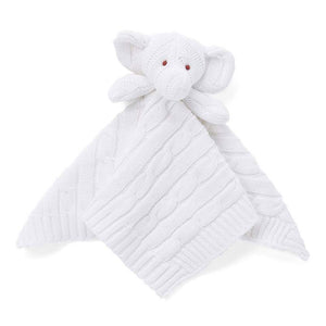 Baby Mode Signature Elephant Knit Security Blanket - White Default Title