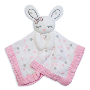 Lulujo Baby Muslin Lovie Blankie Toy - Pink Bunny Default Title