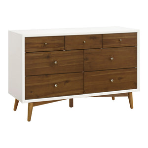 Babyletto Palma 7-Drawer Double Dresser - White and Natural Walnut Default Title