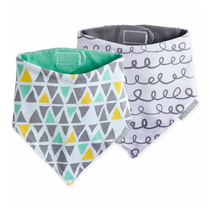 JJ Cole Bandana Bibs 2-Pack Set 50 Shapes of Grey