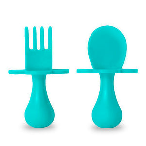 Grab Ease First Self-Feeding Baby Utensil Set of Spoon and Fork - Teal Default Title