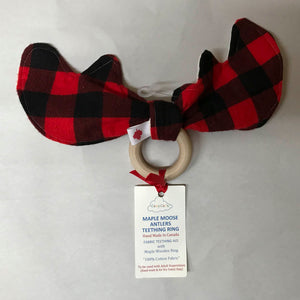 Cosy Care Maple Moose Antlers Teething Ring - Black & Red Checkered Default Title