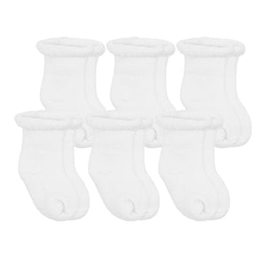 Kushies 6-Pack Terry Newborn Socks White