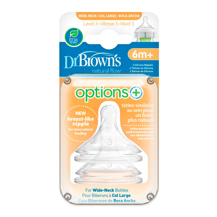 Dr. Brown's Options+ 2-Pack Wide Neck Nipples - Level 3 (6 Months+)