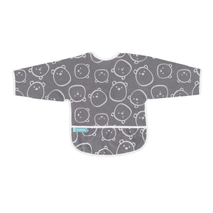 Kushies Cleanbib Waterproof Bib with Sleeves Charcoal Bears (DISCONTINUNED) 6-12 Months