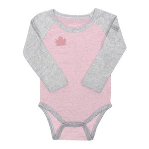 Juddlies Organic Cotton Raglan Long Sleeve Bodysuit - Dogwood Pink (0-3 Months, 8-12 lbs) Default Title