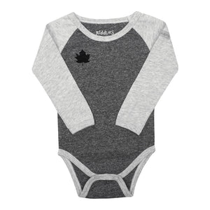 Juddlies Organic Cotton Raglan Long Sleeve Bodysuit - Graphite Black (0-3 Months, 8-12 lbs) Default Title