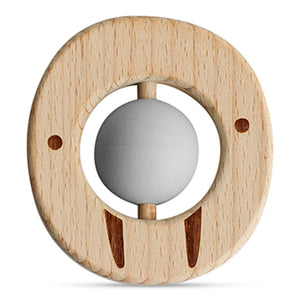 Little Rawr Wood with Silicone Ball Roller Teether - Scandi Walrus Default Title