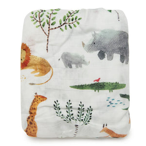 Loulou Lollipop Muslin Crib Sheet - Safari Jungle