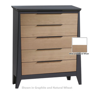 NEST Flexx 5 Drawer Dresser White and Natural Wheat