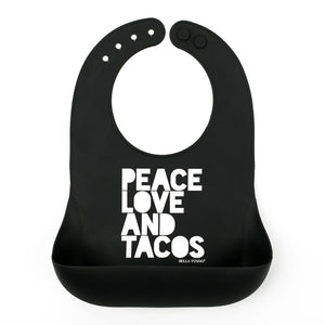 Bella Tunno Silicone Wonder Bib - Peace, Love, and Tacos in Black Default Title