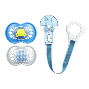 MAM Trend Collection 2-Pack Pacifiers With Clip - Boy (6+ Months) Default Title