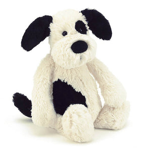 Jellycat Bashful Plush Toy - Black & Cream Puppy (Medium, 12 inch) Default Title