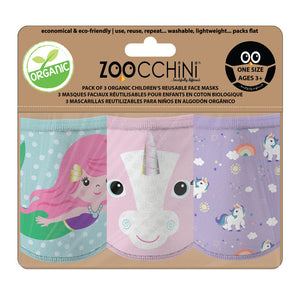 Zoocchini 3-Pack Organic Reusable Kids Masks - Unicorn (3 Years+) Default Title