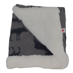 Cosy Care Cotton Fleece Baby Blanket - Black and Grey Moose Default Title