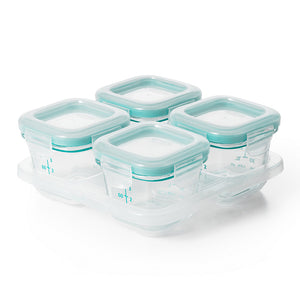 OXO Tot Glass Baby Block 4-Pack Freezer Storage Container 4oz - Teal Default Title