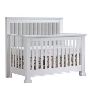 Natart Taylor 5-in-1 Convertible Crib with Channel Tufted Headboard Panel White Grey