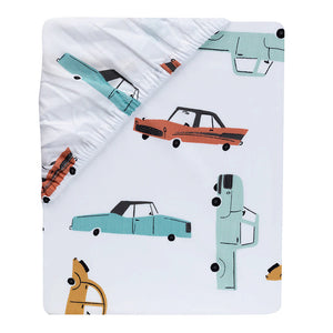 Lambs & Ivy Car Tunes Fitted Crib Sheet - White Default Title