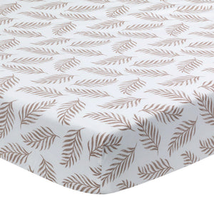 Lambs & Ivy Signature Organic Fitted Crib Sheet - Taupe Leaves Default Title