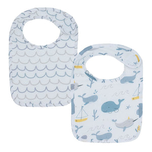 Living Textiles 2-Pack Cotton Muslin Bibs - Whale of a Time Default Title