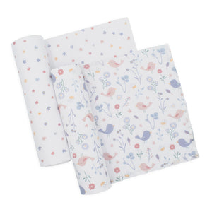 Living Textiles 2-Pack Cotton Muslin Swaddles - Sweet Tweet Default Title