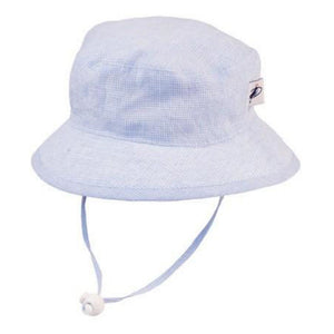 Puffin Gear Linen Camp Hat - Sky Blue Check (XS, 12-24 Months) Default Title