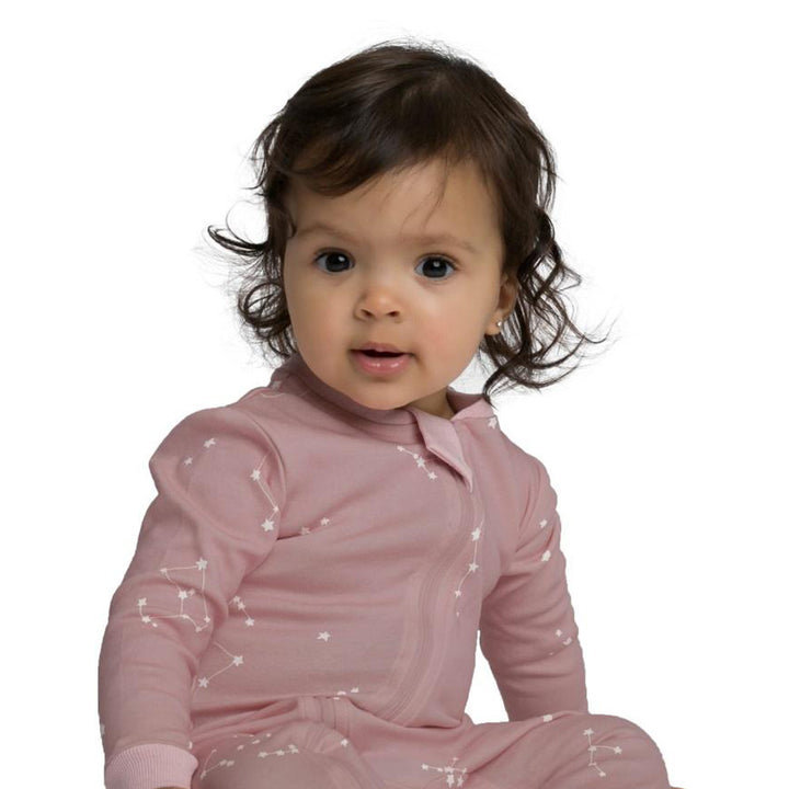 ZippyJamz Organic Cotton Footed Sleeper - Galaxy Love Pink (0-3 Months)