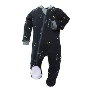 ZippyJamz Organic Cotton Footed Sleeper - Galaxy Love Navy (0-3 Months) Default Title