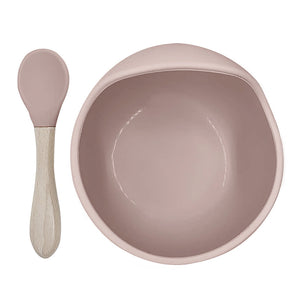 Kushies SiliScoop Silicone Bowl and Spoon Set Rose