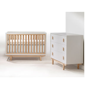 TULIP Tate Collection Crib and 3-Drawer Dresser Set White Natural