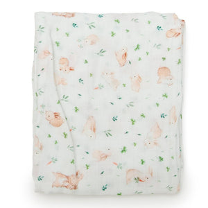 Loulou Lollipop Muslin Crib Sheet - Bunny Meadow