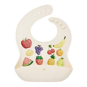 Glitter & Spice Printed Silicone Bib Kawaii Fruits