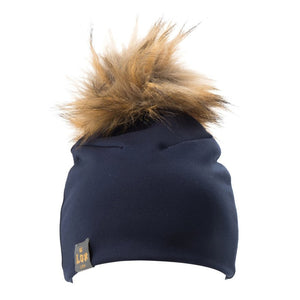 Lox Lion Single Pom Pom Bamboo Beanie - Navy (XS, 0-3 Months) Default Title