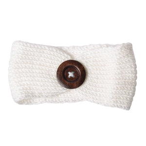 Lox Lion Knitted Buttoned Headband - White Default Title