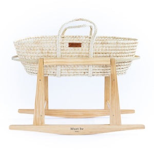 Must Be Baby Boho Collection Moise Complete Rattan Moses Basket with Support Stand and Mattress Default Title