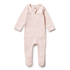 Wilson+Frenchy Organic Cotton Striped Long Sleeve Footed Sleeper - Cantaloupe (6-12 Months, 8-10 Kg) Default Title