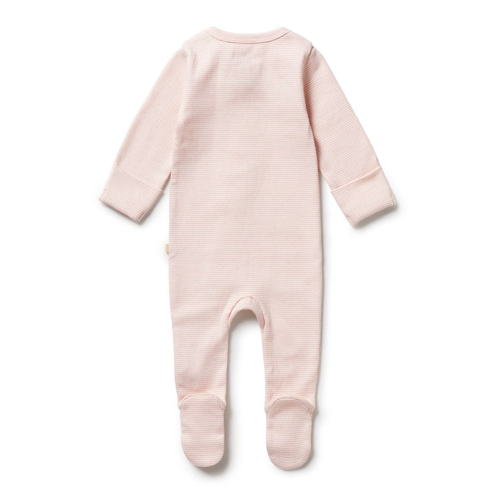 Wilson+Frenchy Organic Cotton Striped Long Sleeve Footed Sleeper - Cantaloupe (6-12 Months, 8-10 Kg)