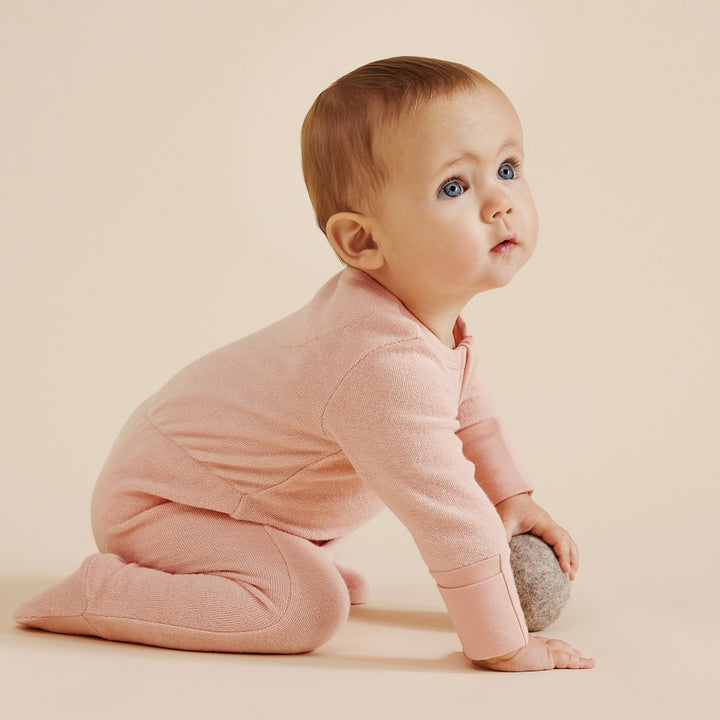 Wilson+Frenchy Organic Cotton Terry Long Sleeve Footed Sleeper - Cantaloupe (6-12 Months, 8-10 Kg)