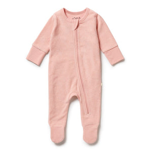 Wilson+Frenchy Organic Cotton Terry Long Sleeve Footed Sleeper - Cantaloupe (6-12 Months, 8-10 Kg) Default Title