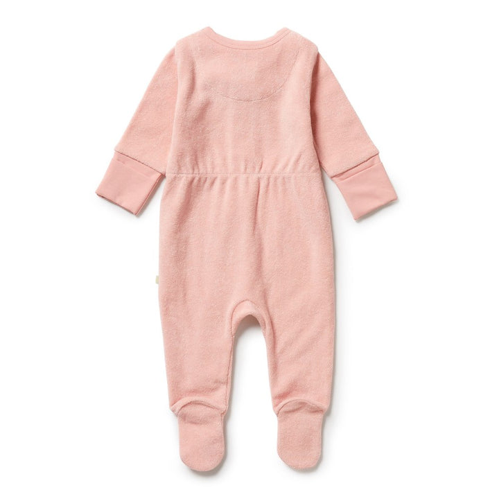 Wilson+Frenchy Organic Cotton Terry Long Sleeve Footed Sleeper - Cantaloupe (6-12 Months, 8-10 Kg)