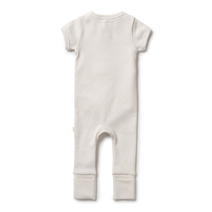 Wilson+Frenchy Organic Cotton Striped Short Sleeve Zipsuit - Clay (6-12 Months, 8-10 Kg)