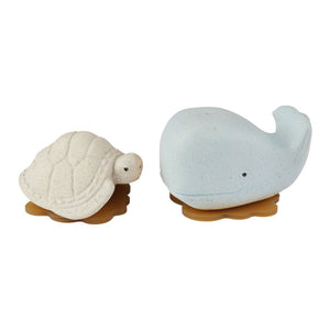 Hevea Squeez N Splash Whale & Turtle Bath Toys - Blue Sky & Vanilla White Default Title