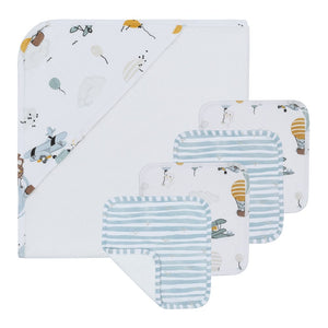 Living Textiles 5-Piece Hooded Towel and Washcloths Gift Set Up And Up Away